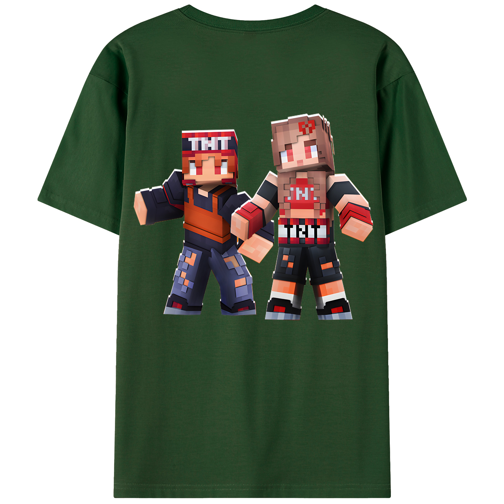 （画像用） マインクラフト ブロックの世界 Minecraft MC Block world 綿100％半袖Tシャツ（背面プリント）